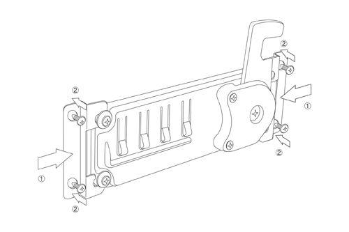 数字合わせ錠　NWシリーズの木製扉取付図(ビス固定方法)